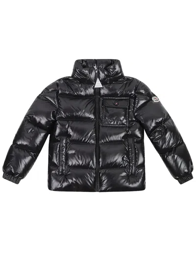 Moncler Kids Short Alaxios Down Jacket With Hood In Black