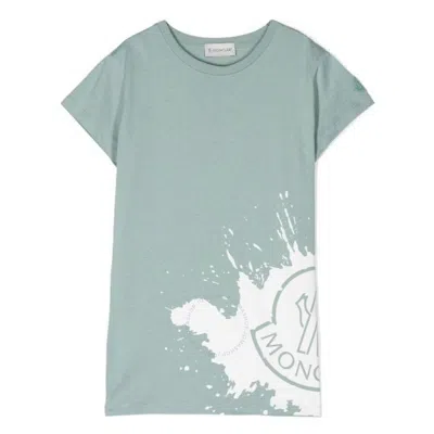 Moncler Kids Splatter Logo-print Cotton T-shirt In Green