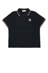 Moncler Kids Ss Polo In Black
