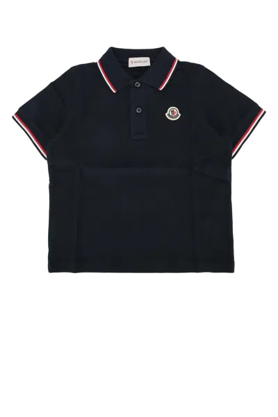 Moncler Kids Ss Polo In Black