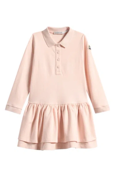 Moncler Kids' Stretch Cotton Piquè Polo Dress In Pink