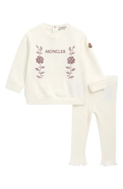 Moncler Kids' Stretch Cotton Sweatshirt & Leggings Set In Neutral