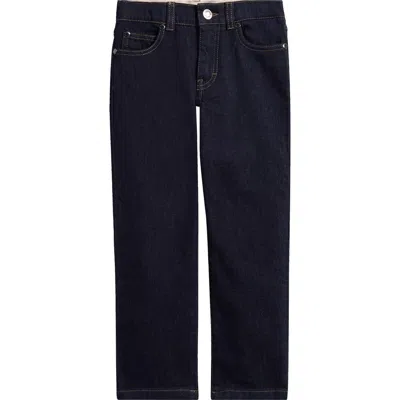 Moncler Kids' Stretch Denim Straight Leg Jeans In Blue