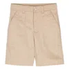 Moncler Kids Stretch Gabardine Bermuda Shorts In Beige