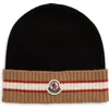 Moncler Kids' Stripe Cuff Wool Knit Beanie In Black