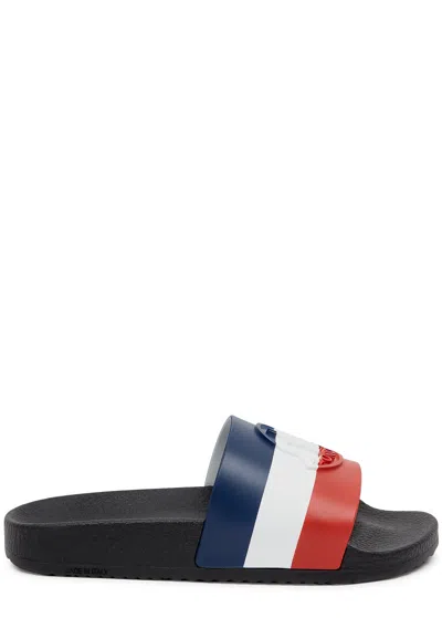 MONCLER MONCLER KIDS STRIPED RUBBER SLIDERS