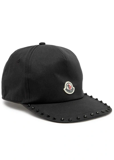 Moncler Kids Studded Cotton Cap In Black