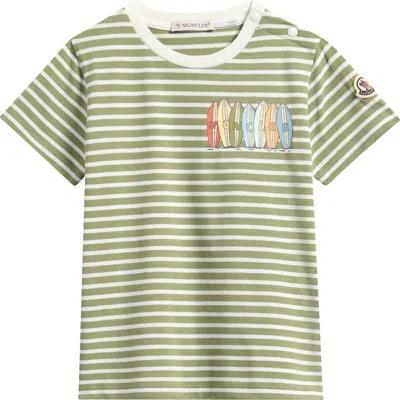 Moncler Kids' Surfboard Stripe Logo Graphic T-shirt In Green