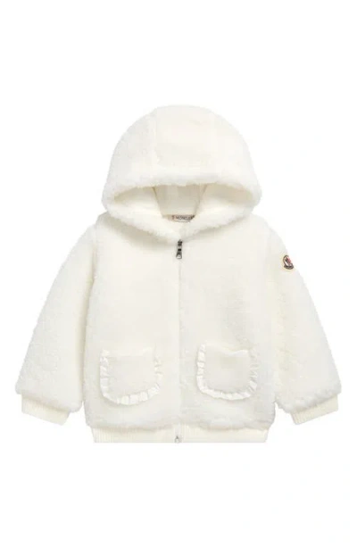 Moncler Kids' Teddy Fleece Hooded Jacket In White