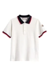 Moncler Polo Shirt With Lapel Short Sleeve In Natural