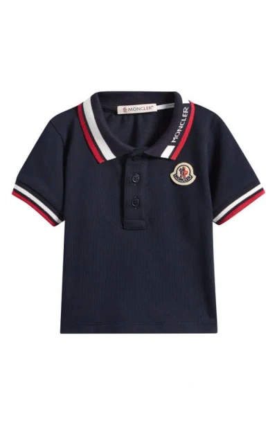 MONCLER MONCLER KIDS' TIPPED LOGO PATCH STRETCH COTTON PIQUÉ POLO