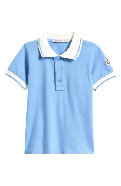 Moncler Kids' Tipped Polo In Blue