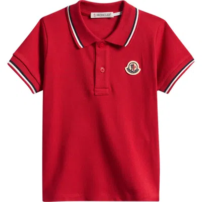 Moncler Kids' Tipped Stretch Cotton Piqué Polo In Multi