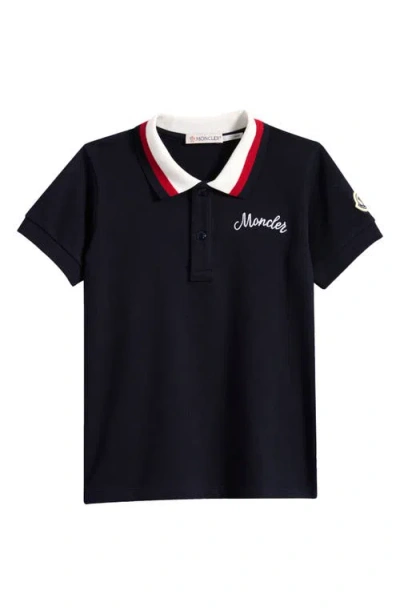 Moncler Kids' Short Sleeves Polo Shirt In Blue