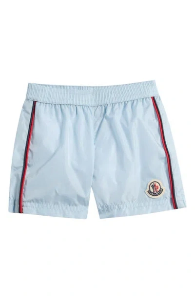 Moncler Kids' Tricolor Trim Swim Trunks In Blue