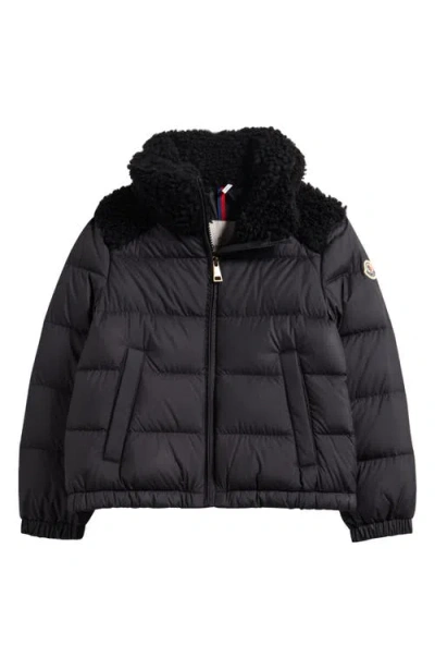 Moncler Kids' Vard Mixed Media Down Jacket In Black