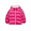 Moncler Kids Velvet-effect Hooded Jacket In Pink