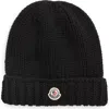 Moncler Kids' Virgin Merino Wool Beanie In Black