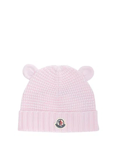 Moncler Kids Virgin Wool Hats In Pink