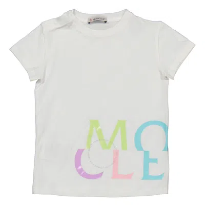 Moncler Kids White Cotton Logo Print Short Sleeve T-shirt