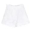 Moncler Kids White Ruffled Waist Oxford Cotton Shorts In White