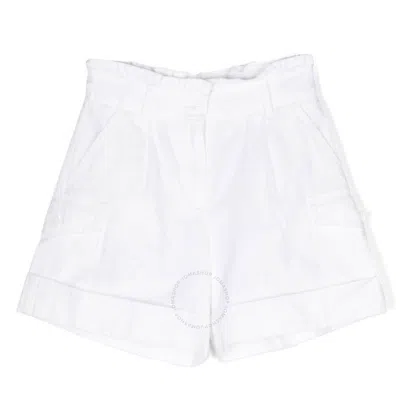 Moncler Kids White Ruffled Waist Oxford Cotton Shorts