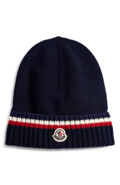 Moncler Kids' Wool & Cashmere Beanie In Blue