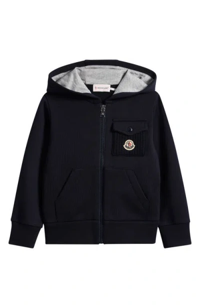 Moncler Kids' Zip Hoodie In Blue