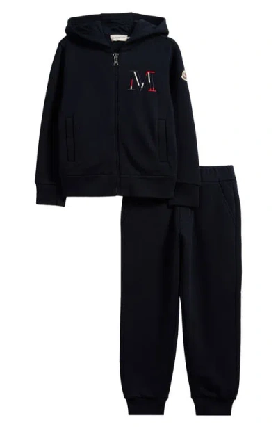 Moncler Kids' Zip-up Hoodie & Joggers Set In Blue