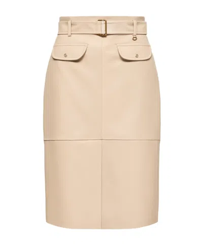 Moncler Knee-length Leather Skirt In Nude