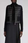 Moncler Knit Accent Cotton Blend Zip Hoodie