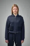Moncler Knit Accent Cotton Zip-up Hoodie In Blue