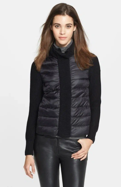 Moncler Knit & Down Cardigan In Black