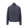 Moncler Knit And Nylon Full-zip Cardigan In Blue
