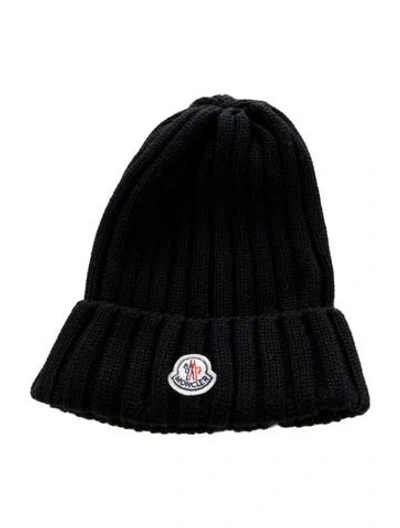 Pre-owned Moncler Knit Beanie Hat In Black