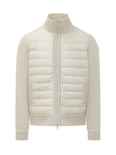 Moncler Knit Cardigan With Padded Insert In Neutral