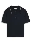 Moncler Knit Collar Cotton Polo Shirt In Black