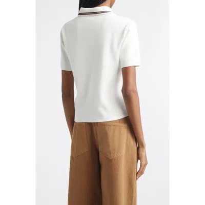 Moncler Pleated Back Short Sleeve Polo Shirt In White