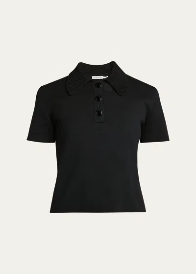 MONCLER KNIT COLLAR SHORT-SLEEVE POLO
