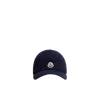 Moncler Knitted Cotton Baseball Cap In Blue