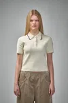 Moncler Knit Cotton Polo Shirt In White