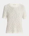 Moncler Bouclé Open-knit T-shirt In Natural