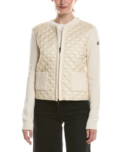 Moncler Knit Down Jacket In White