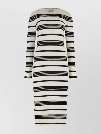 Moncler Knit Dress Crew Neck Fitted Silhouette In White