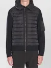 Moncler Knit Jacket With Adjustable Hood And Zip Pocket In Blue
