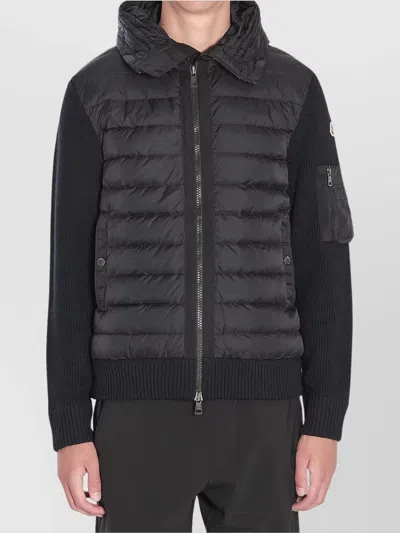 MONCLER KNIT JACKET WITH ADJUSTABLE HOOD AND ZIP POCKET