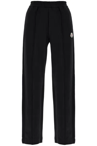 Moncler Mid-rise Striped Wide-leg Track Pants In Black