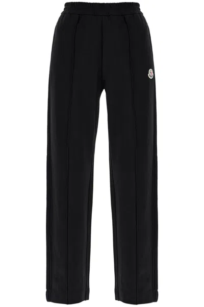 Moncler Mid-rise Striped Wide-leg Track Pants In Black