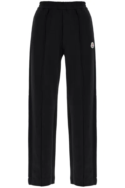 Moncler Mid-rise Striped Wide-leg Track Pants In Black