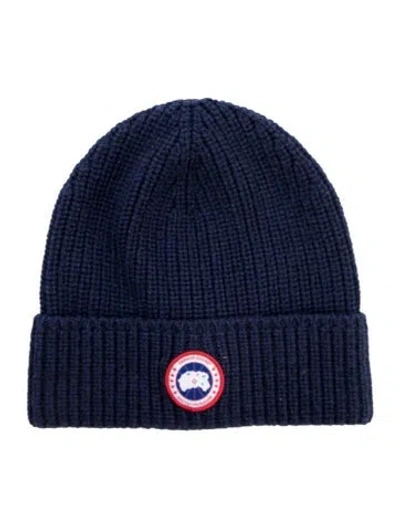 Pre-owned Moncler Knit Logo Beanie In Blue